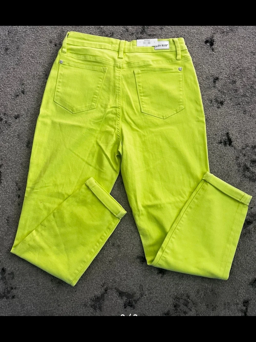 New Judy Blue Neon Green Slim Fit High-Rise Women’s Jeans Size 11 30